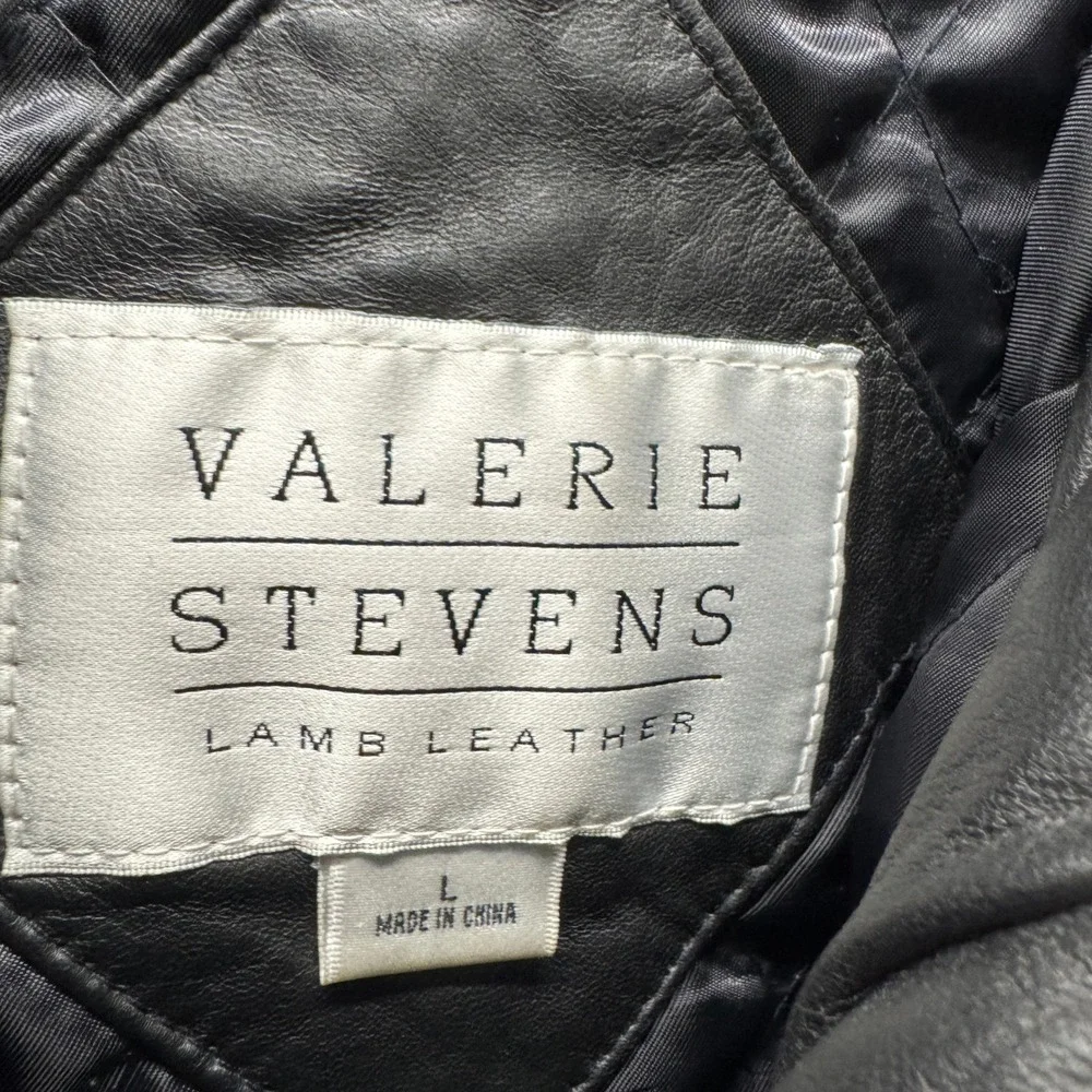 Valerie Stevens Bomber Jacket Womens Large Lamb Leather Black Outerwear Vintage